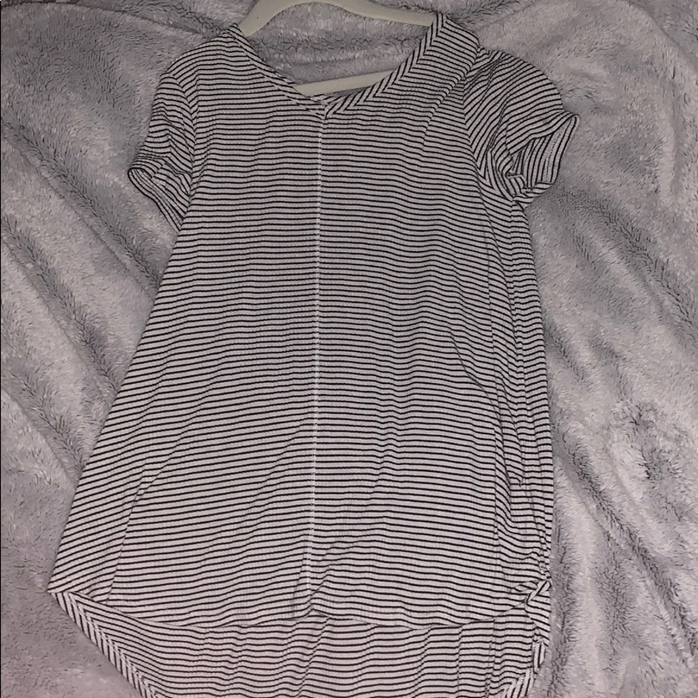 black and white striped top.